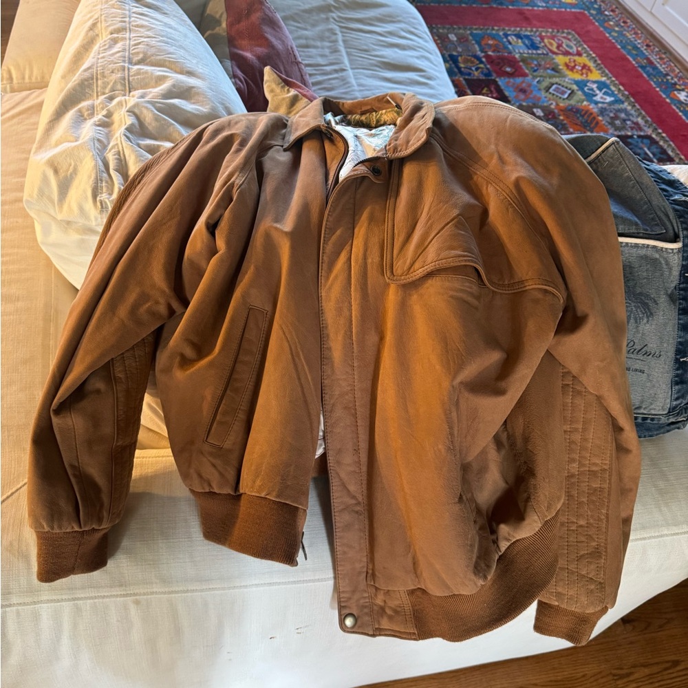 Vintage Marlboro Brown Leather-Style Bomber Jacket